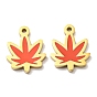 304 Stainless Steel Charms, with Enamel, Maple Leaf Charms