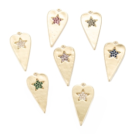 Brass Micro Pave Clear Cubic Zirconia Pendants, Long-Lasting, Teardrop