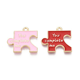 Подвески из эмали и сплава, Ты дополняешь меня, парные подвески-пазлы., золотые, без кадмия, без никеля и без свинца
