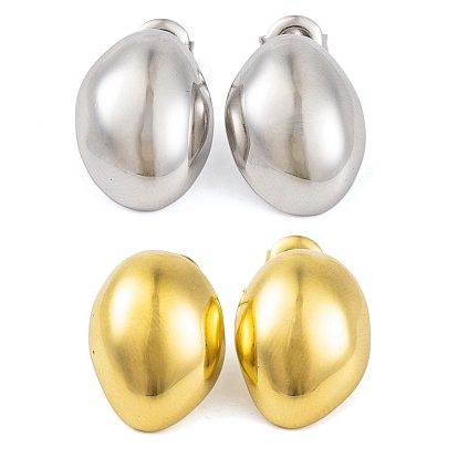 Ионное покрытие (ip) 304 серьги-гвоздики из нержавеющей стали для женщин, овальные