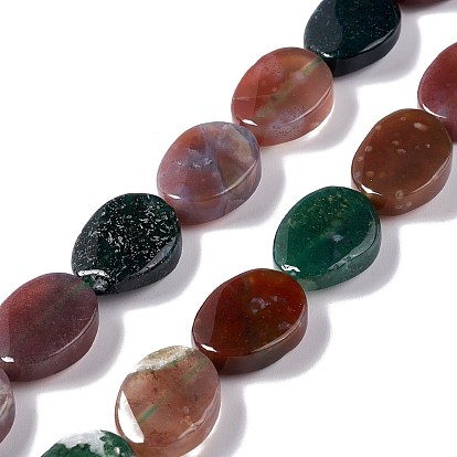 Natural Indian Agate Beads Strands, Twist Oval