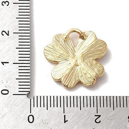Flower Alloy Enamel Pendants, with Rhinestone, Light Gold