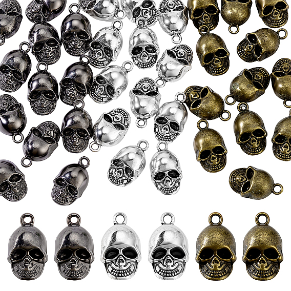 36 шт 3 цвета подвески из сплава в тибетском стиле, череп