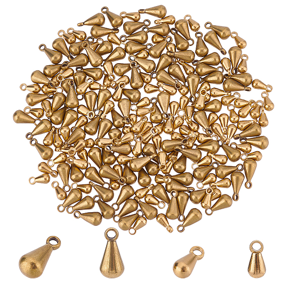 200Pcs 2 Style Brass Charms, Chain Extender Drop, Teardrop