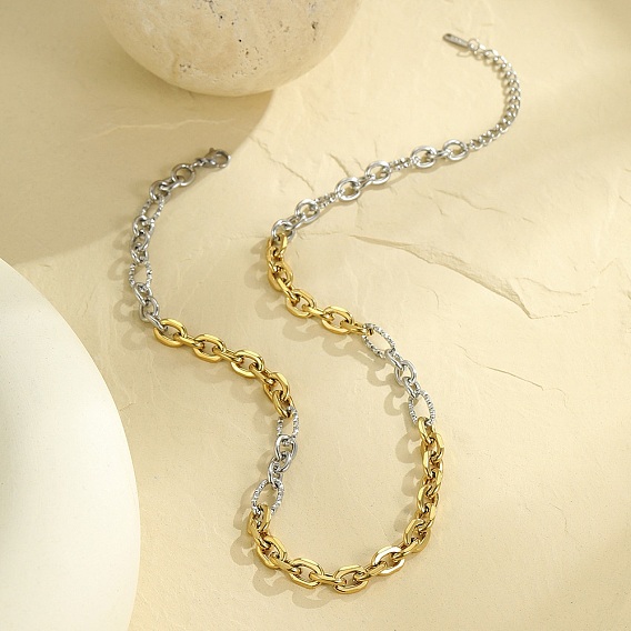 Двухцветные 304 ожерелья из нержавеющей стали с цепочкой для женщин
