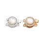 Латунные застежки из прозрачного кубического циркония с микропаве, cmолой, плоско-круглые, 2 нитей, 4-луночное