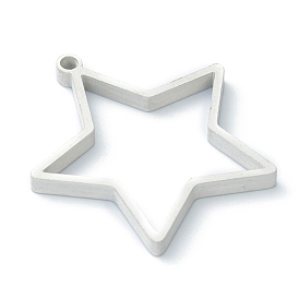 202 Stainless Steel Open Back Bezel Pendants, For DIY UV Resin, Epoxy Resin, Pressed Flower Jewelry, Star