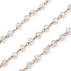 Ручной цепи стекло бисером, пайки, с катушкой, цепи латуни, граненые, рондель