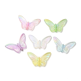 UV Plating Transparent Acrylic Beads, Iridescent, Butterfly