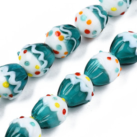 Handmade Bumpy Lampwork Beads Strands, Cake