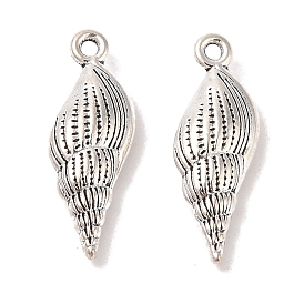 Spiral Shell Tibetan Style Alloy Pendants, Cadmium Free & Lead Free, 24x8.5x4.5mm, Hole: 1.5mm, about 560pcs/1000g