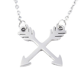 201 Stainless Steel Pendant Necklaces, with Cable Chains and Lobster Claw Clasps, Arrows