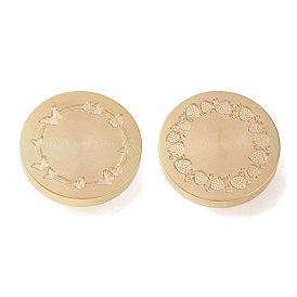 Golden Tone Round Brass Stamp Heads, for Wax Seal Stamp, Wedding Invitations Making, Butterfly/Strawberry