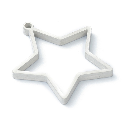 202 Stainless Steel Open Back Bezel Pendants, For DIY UV Resin, Epoxy Resin, Pressed Flower Jewelry, Star