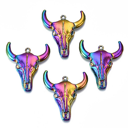 Rainbow Color Alloy Pendants, Cadmium Free & Lead Free, Ox-Head