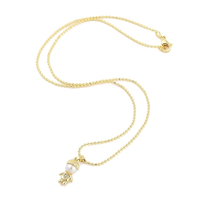 Collares pendientes de circonita cúbica transparente micro pavé de latón, con perlas abs, humano