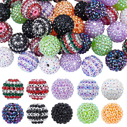40шт 10 цвета смолы бусины со стразами, с акриловыми круглыми бусинами внутри, для жевательной резинки ювелирных изделий