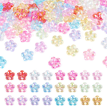 168 шт. 12 цветные прозрачные акриловые бусины, слива, AB Цвет покрытия