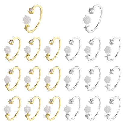 20шт 2 цвета сплав манжеты кольца, кольца из смолы камелии