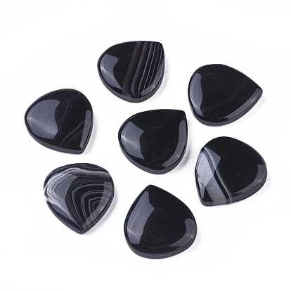 Natural Banded Agate/Striped Agate Beads, No Hole, Dyed & Heated, Teardrop