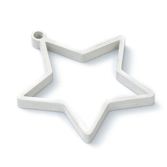 202 Stainless Steel Open Back Bezel Pendants, For DIY UV Resin, Epoxy Resin, Pressed Flower Jewelry, Star