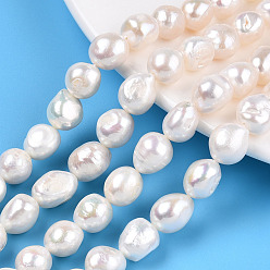 Natural Cultured Freshwater Pearl Beads Strands, Baroque Pearls Keshi Pearl Beads, Two Sides Polished