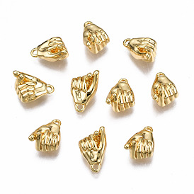 Brass Charms, Nickel Free, Plam, Gesture Language, for Finger Heart