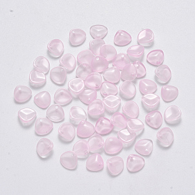 Imitation Jade Glass Charms, Petaline