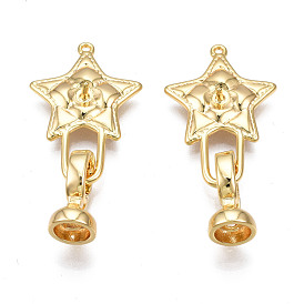 Brass Fold Over Clasps, Cadmium Free & Nickel Free & Lead Free, Star