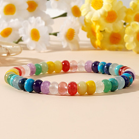 Boho-Regenbogen-Armbänder mit Rondelle-Perlen und verschiedenen Edelsteinen für Damen
