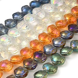 Transparent Electroplate Glass Beads, Rainbow Plated, Auspicious Clouds Shape