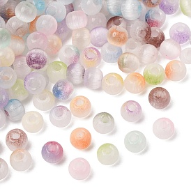 Baking Paint Glass Beads, Imitation Cat Eye, Round, Two Tone
