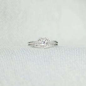 2 шт. сердце 925 стерлингового серебра микро паве прозрачные кубические цирконии перстни для женщин