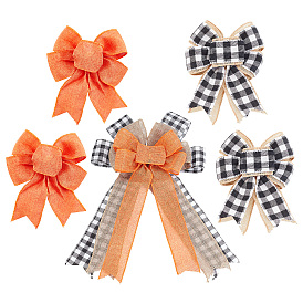 CHGCRAFT 5Pcs 3 Style Ployester Bowknot Display Decoration, with Twist Tie, Thanksgiving Day Theme