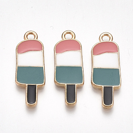 Alloy Pendants, Cadmium Free & Lead Free, with Enamel, Ice-lolly, Light Gold