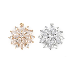 Латунные подвески, прелести снежинки, со стеклом