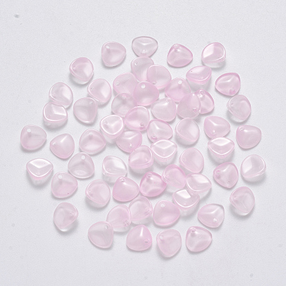 Imitation Jade Glass Charms, Petaline