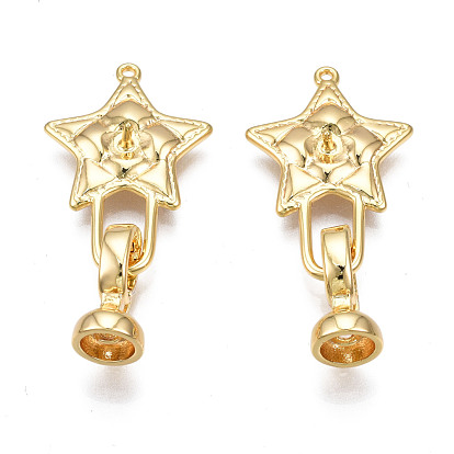 Brass Fold Over Clasps, Cadmium Free & Nickel Free & Lead Free, Star