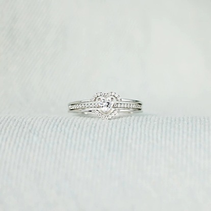 2 шт. сердце 925 стерлингового серебра микро паве прозрачные кубические цирконии перстни для женщин