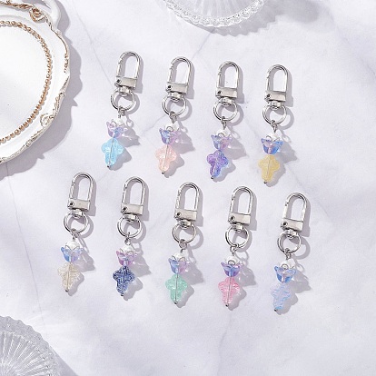 9 шт. стеклянные бусины, подвески в виде крестиков и цветов, с бусинами из искусственного жемчуга и поворотными застежками из сплава