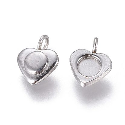 304 Stainless Steel Pendant Cabochon Settings, Heart