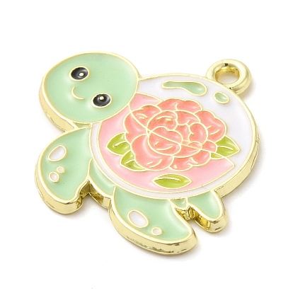 Alloy Enamel Pendants, Golden, Tortoise/Snail/Frog/Rabbit with Flower