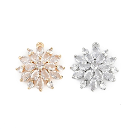 Латунные подвески, прелести снежинки, со стеклом