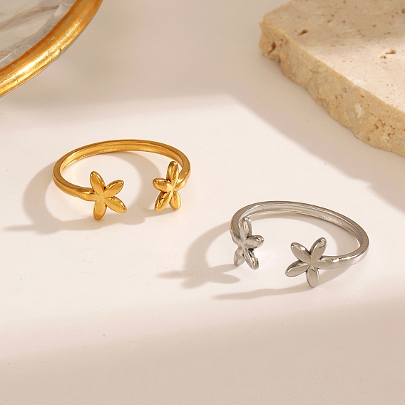 304 открытые манжеты из нержавеющей стали, украшения для женщин, цветок