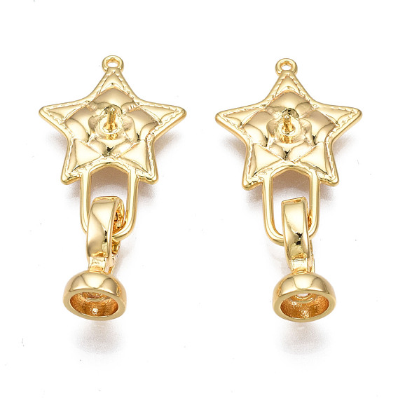 Brass Fold Over Clasps, Cadmium Free & Nickel Free & Lead Free, Star