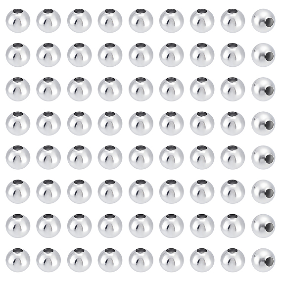 80шт. 304 круглые бусины из нержавеющей стали с швом, для изготовления ювелирных изделий