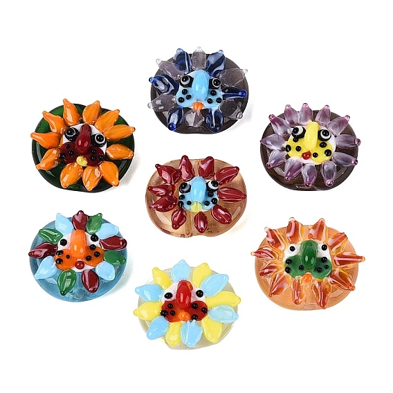 Handmade Lampwork Beads, Persimmon & Sunflower