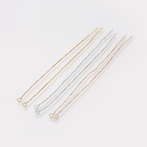 Brass Chain Stud Earring Findings, Ear Threads