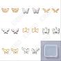240 pcs 8 style 201 breloques en acier inoxydable, Coupe au laser, creux, papillon