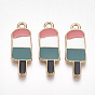 Alloy Pendants, Cadmium Free & Lead Free, with Enamel, Ice-lolly, Light Gold
